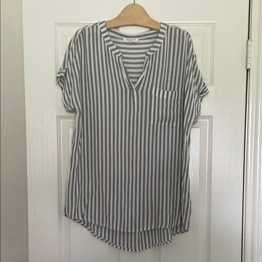 Striped Women's Top (color is a light moss)